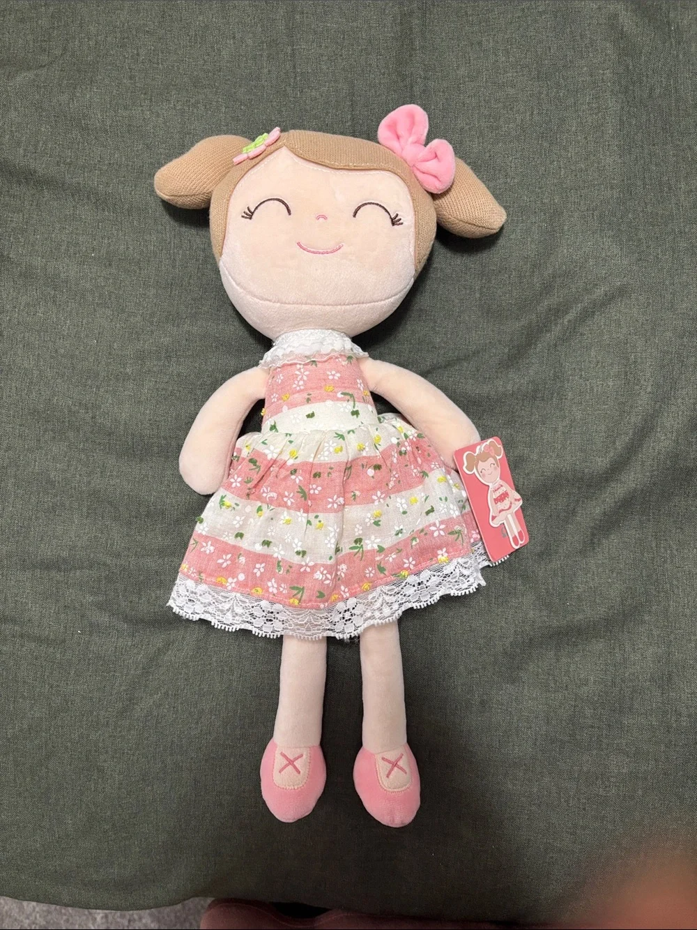 Pink Floral Dress Plush Doll by